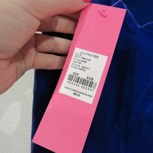 NWT Lilly Pulitzer Royal Purple Velvet Dusk Top Size XXS - Picture 3 of 4
